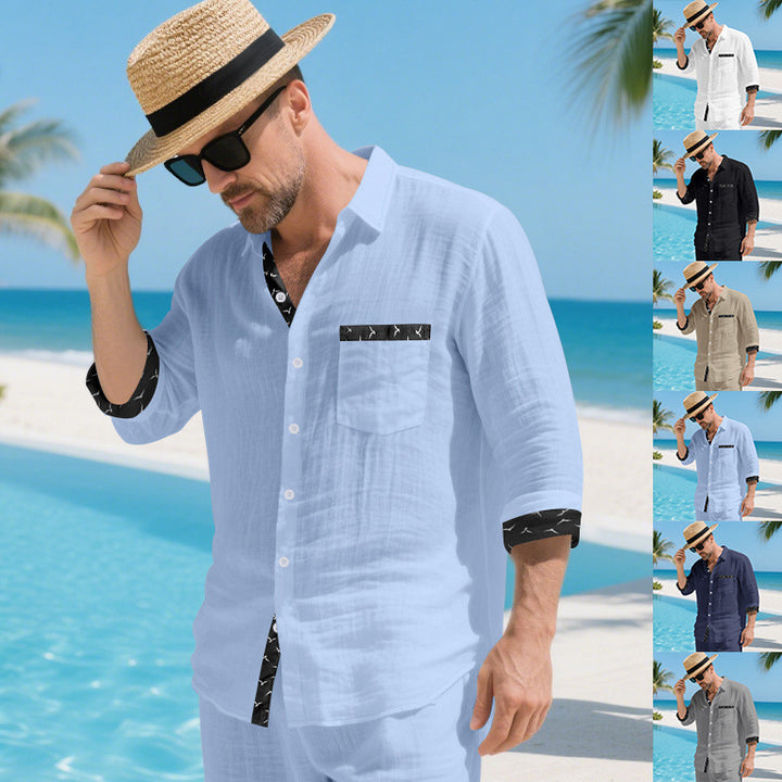 Herren Freizeithemd mit modernem Mustereinsatz und legerem Schnitt Aliams