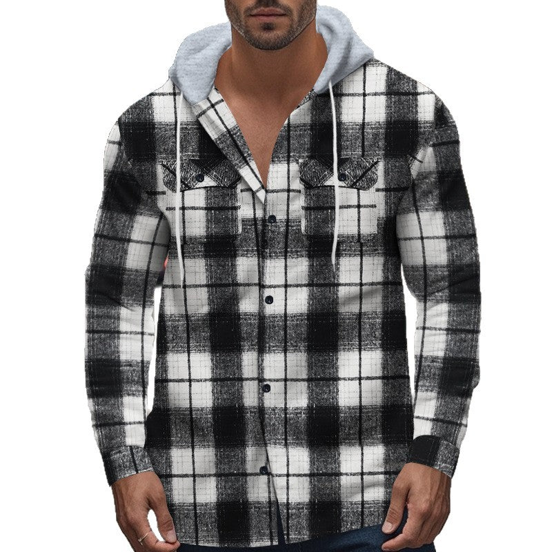 Herren Hemd mit Kapuze aus kariertem Stoff und modischen Details Aliams