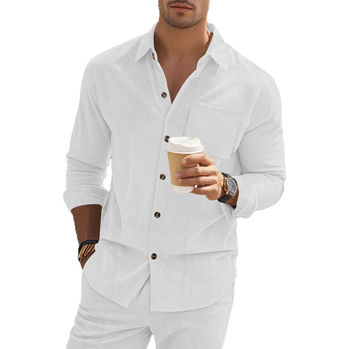 Herren Elegant gestreiftes Langarmhemd Aliams