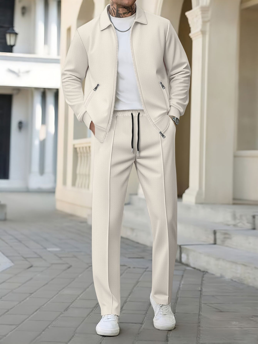 Herren Sportliches Freizeitanzug-Set mit modischem Strukturdesign Aliams