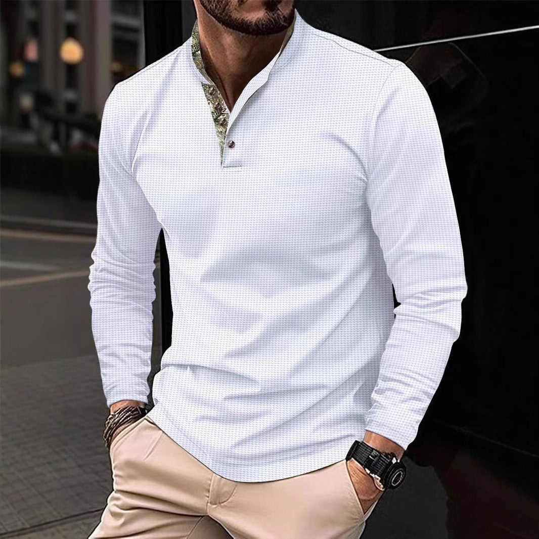 Herren elegantes Langarmshirt mit modischem Kragen und strukturiertem Design Aliams