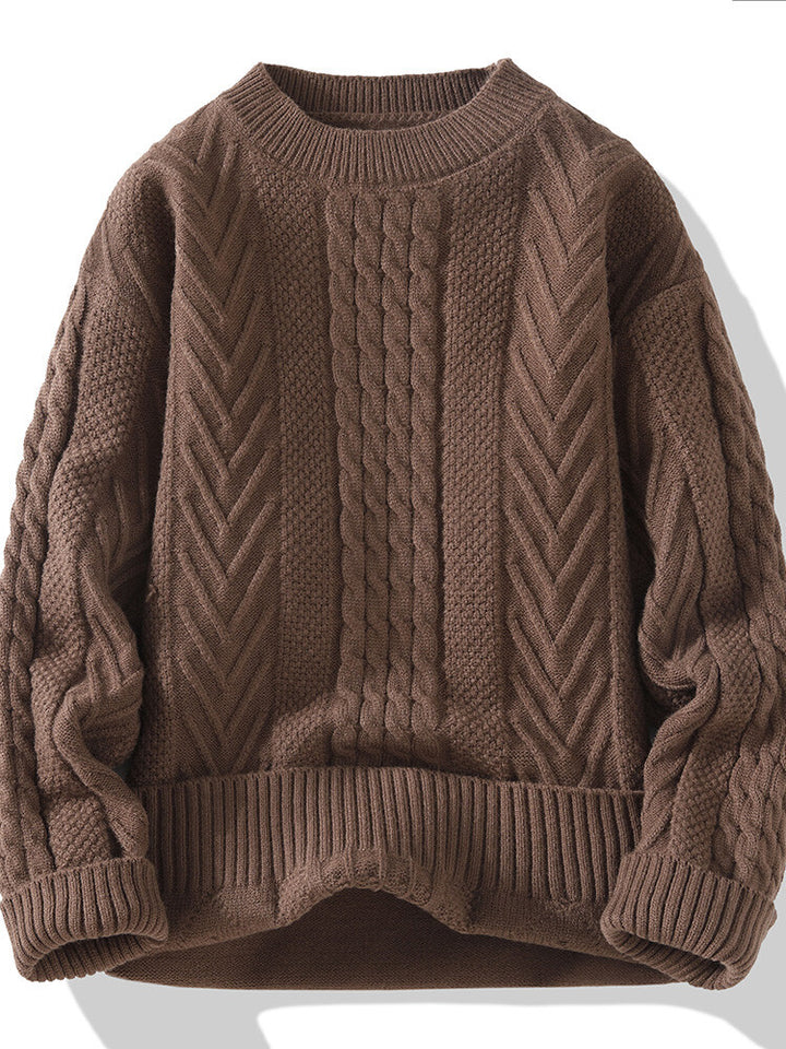 Herren Strickpullover mit modernen Zopf- und Rippstrukturen Aliams
