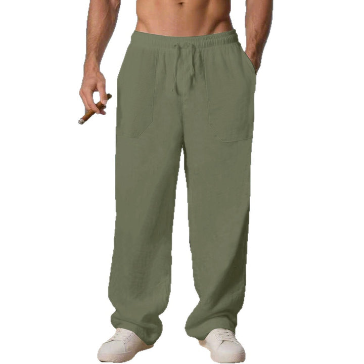 Herren entspannte Leinenhose mit seitlichen Eingrifftaschen Aliams