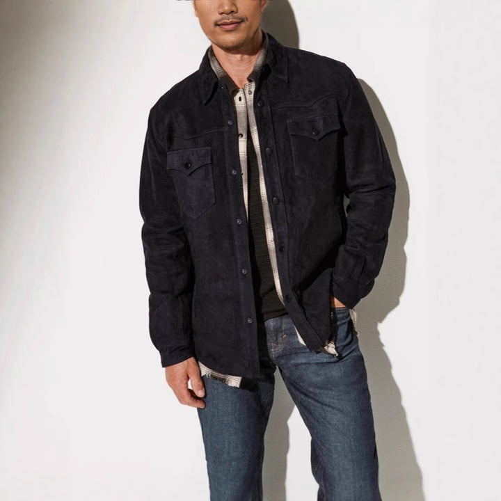 Herren Wildlederjacke mit modernem Schnitt und praktischen Taschen Aliams