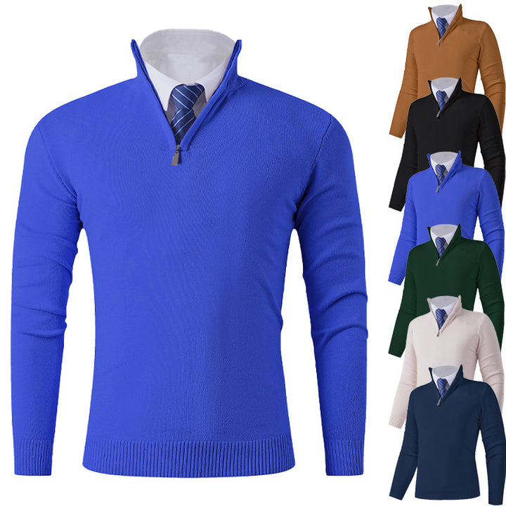 Herren eleganter Stehkragenpullover mit Reißverschluss Aliams