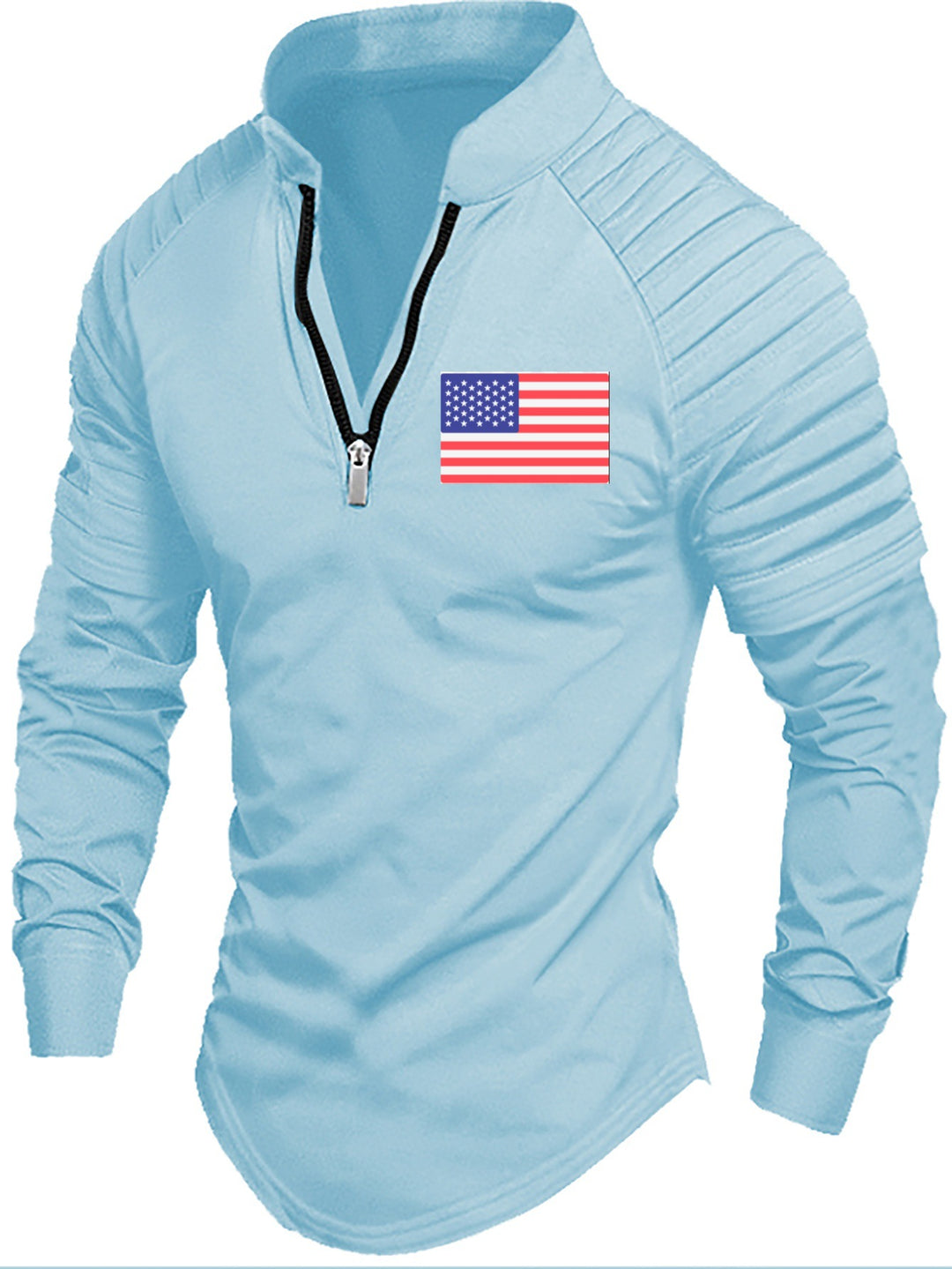 Herren sportliches Oberteil mit Reißverschluss und dekorativem Schulterdesign Aliams