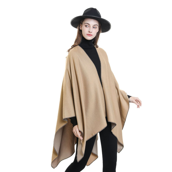 Damen Wohlfühl-Poncho Aus Weichem Wollmix mit Elegantem Schnitt Aliams