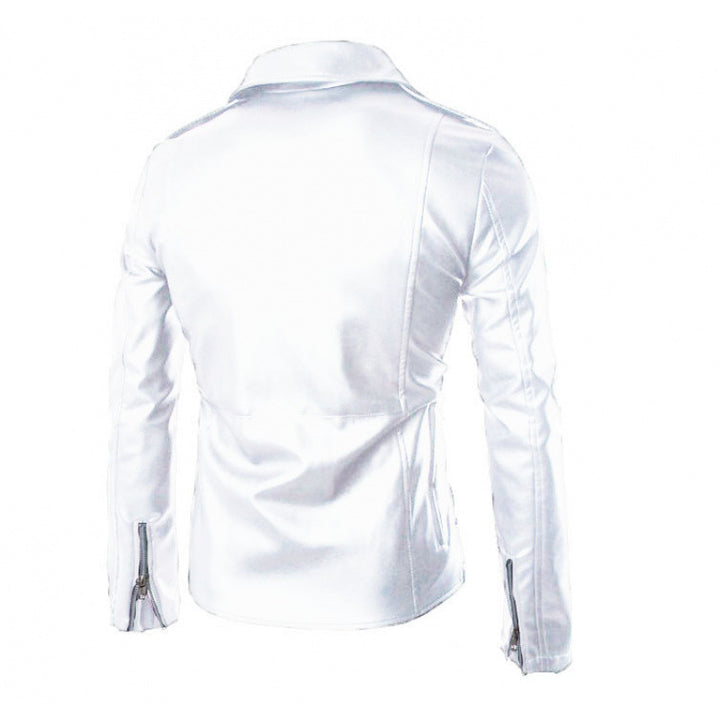 Herren elegante Biker-Lederjacke mit asymmetrischem Reißverschluss und funktionalen Taschen Aliams