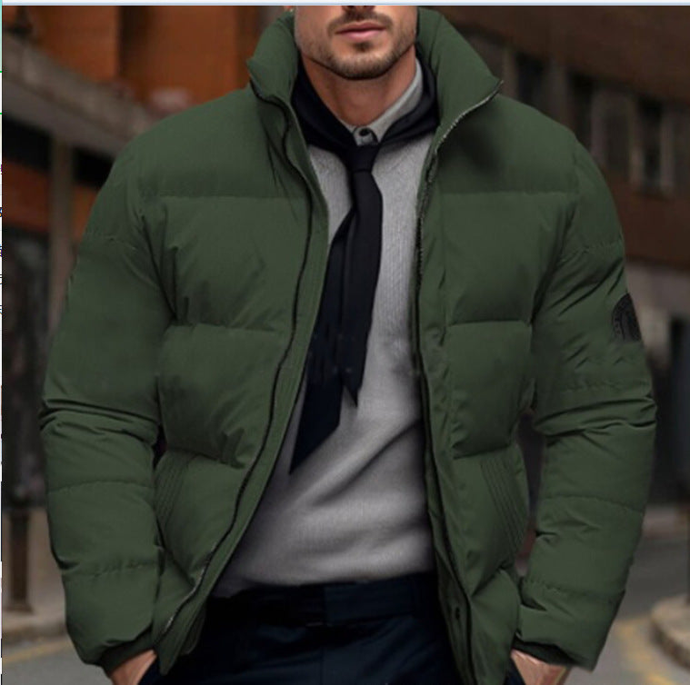 Herren gesteppte Winterjacke mit hohem Kragen und individuell anpassbarem Verschluss Aliams