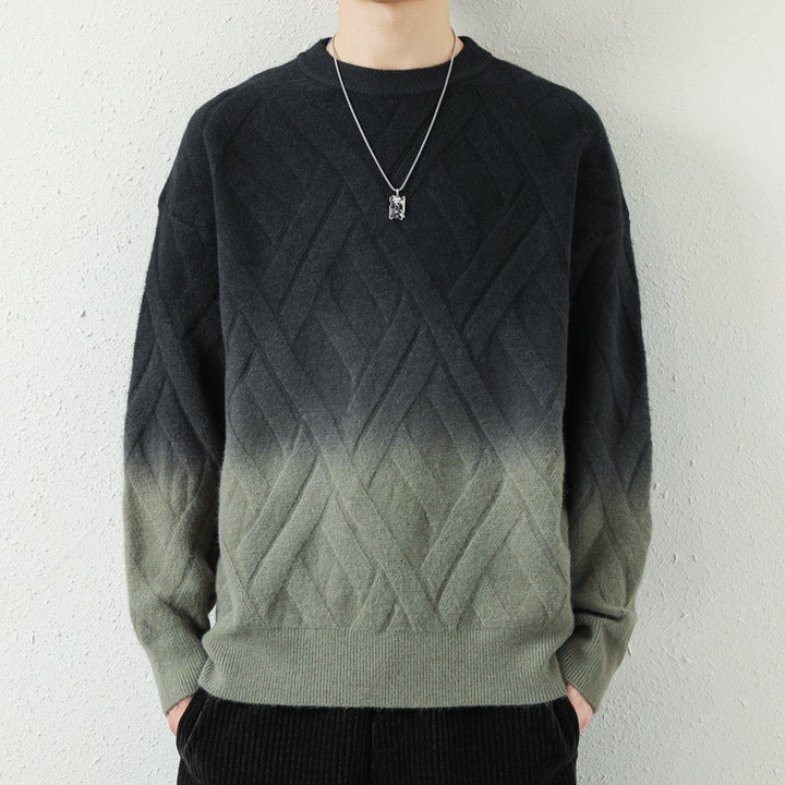 Herren Gemusterter Strickpullover mit modischem Farbverlauf Aliams