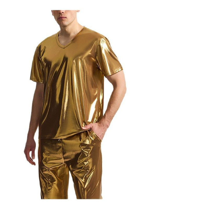 Herren Sportliches Set aus glänzendem Material mit V-Ausschnitt Aliams