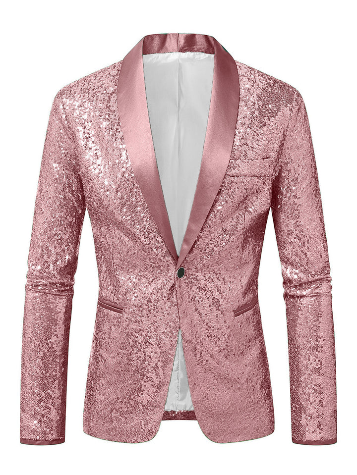 Herren Funkelnder Paillettenblazer mit modernem Schnitt Aliams
