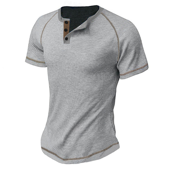 Herren Kurzarm-Henley-T-Shirt mit Kontrastakzenten Aliams