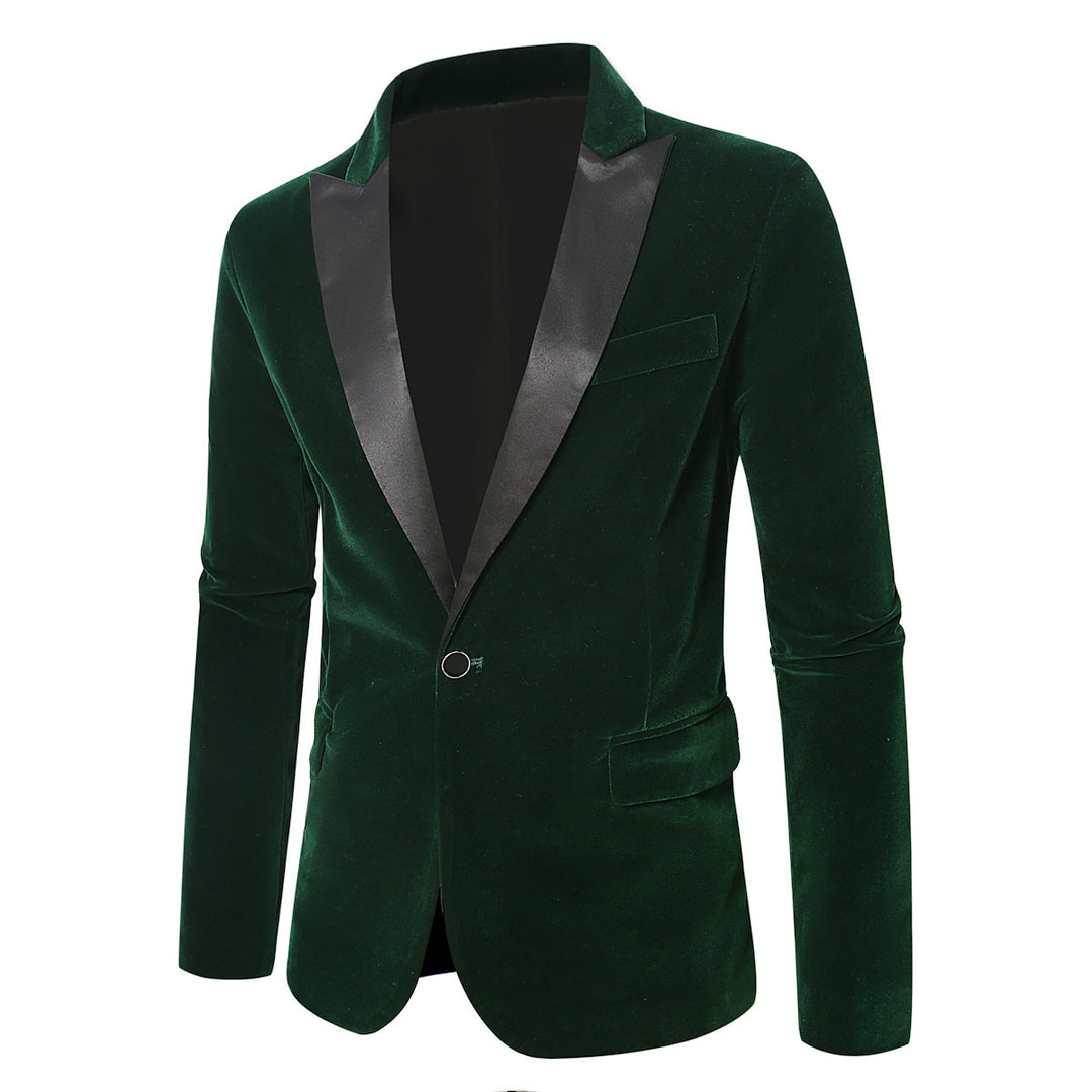 Herren eleganter Samtblazer mit satinierter Kragenpartie Aliams