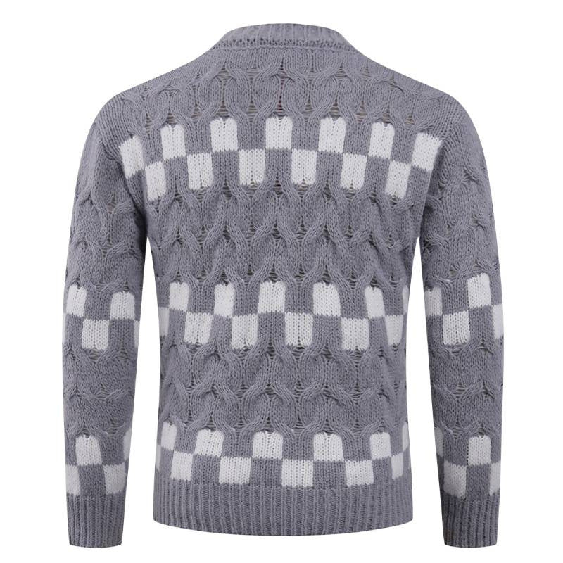Herren Strickpullover mit kreativen geometrischen Mustern und hohem Kragen Aliams