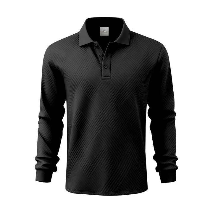 Herren elegantes Langarm-Polohemd mit strukturiertem Design Aliams