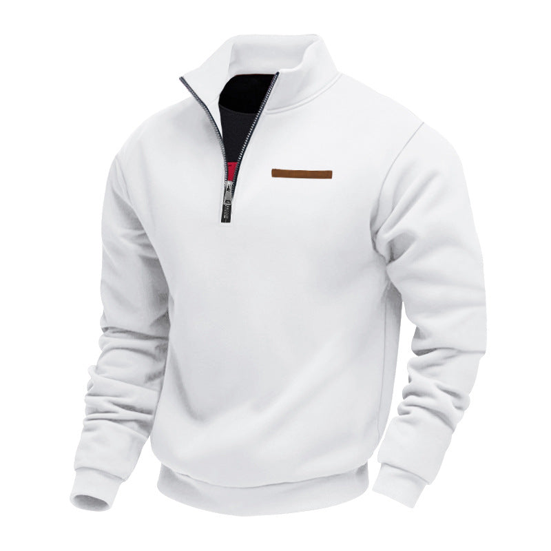 Herren warmer Stehkragenpullover mit halbem Reißverschluss Aliams