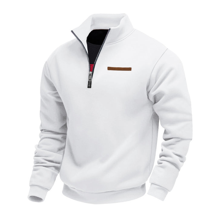 Herren warmer Stehkragenpullover mit halbem Reißverschluss Aliams