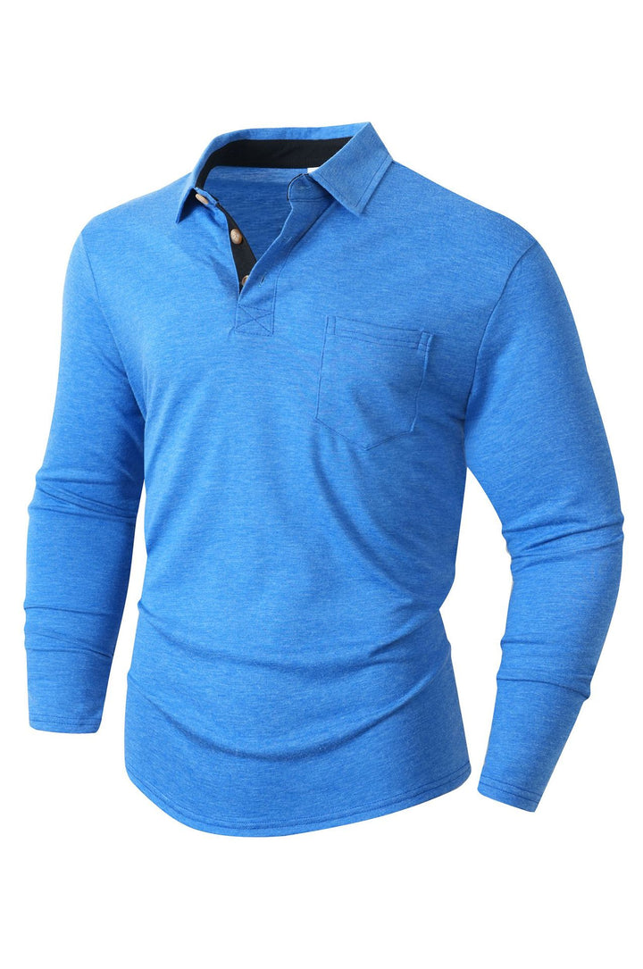 Herren elegantes Langarm Poloshirt mit modernem Kragen und leichtem Stretch Aliams