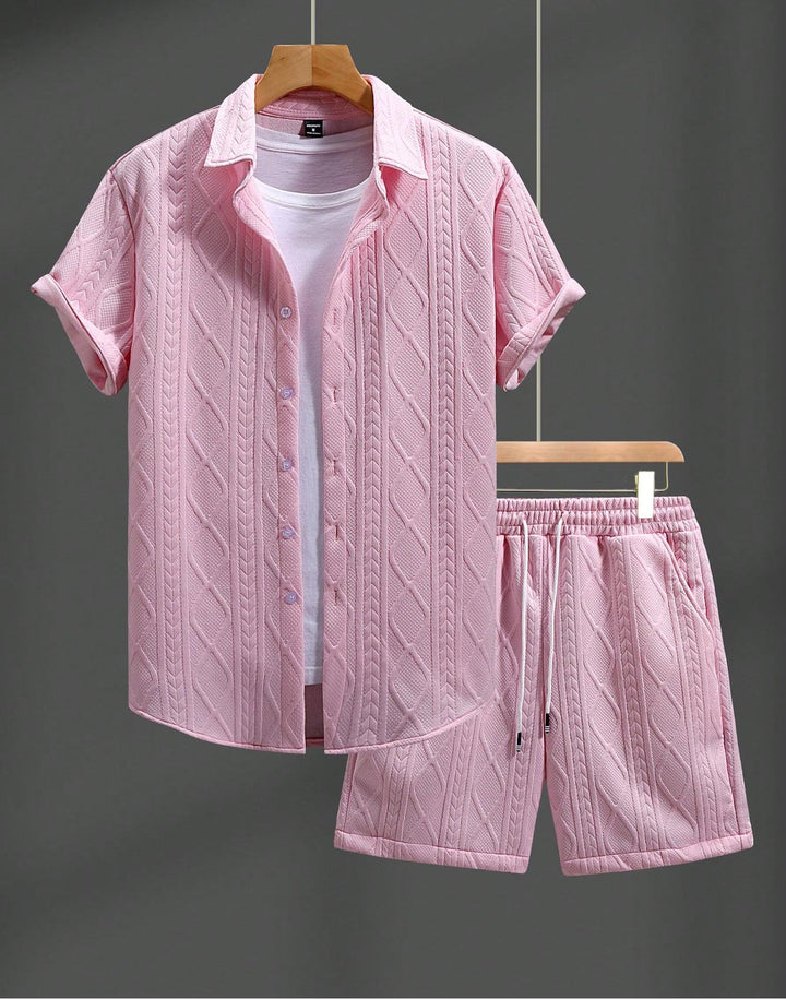 Herren stilvolles Kurzarm-Hemd mit passender Shorts Aliams