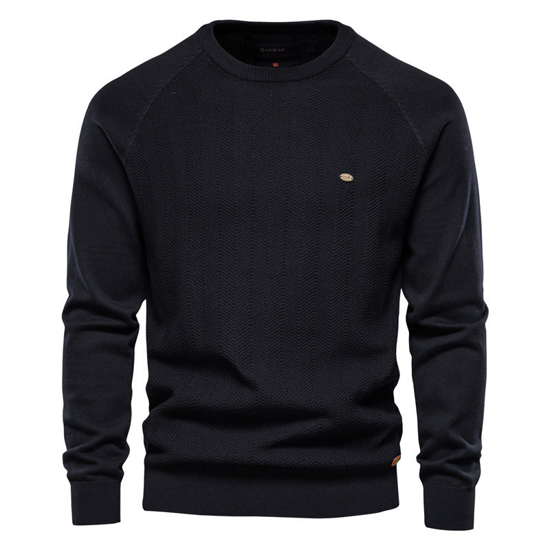 Herren Strickpullover mit elegantem Zickzackmuster und Rundhalsausschnitt Aliams
