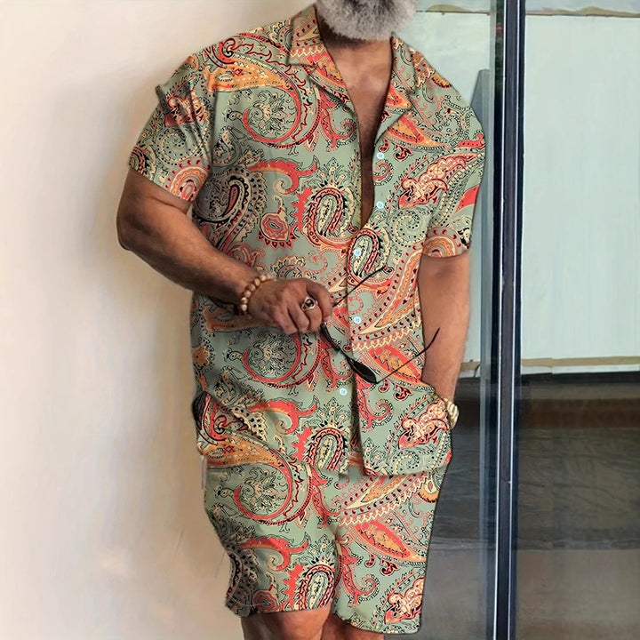 Herren Kurzarm-Hemd und Shorts Set Aliams