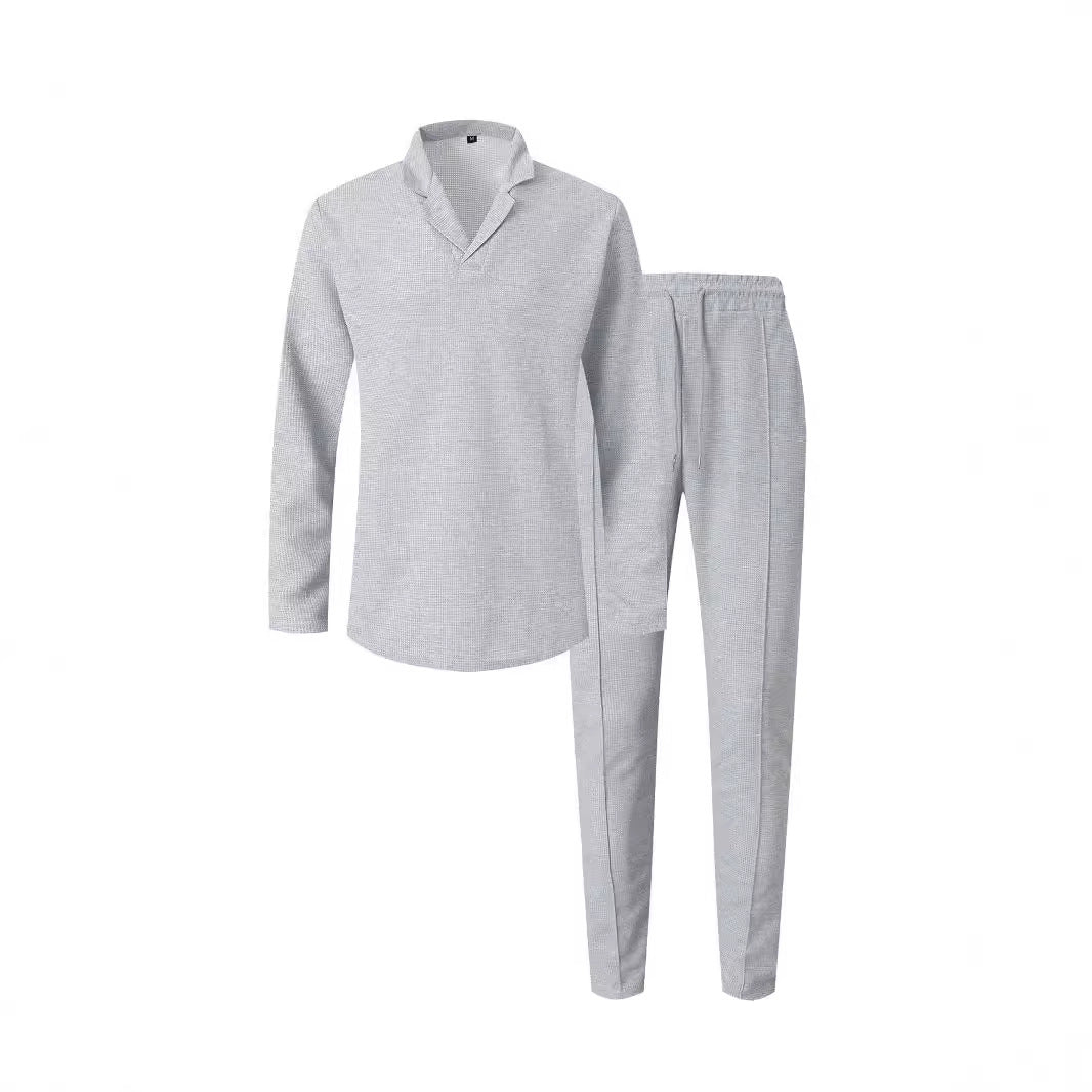 Herren sportliches Freizeit-Set mit gemütlichem Kragen und elastischen Hosen Aliams