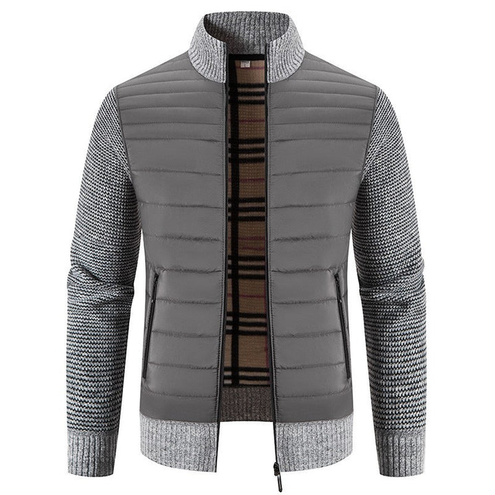 Herren Steppjacke mit modernem Strickärmeln und hohem Kragen Aliams