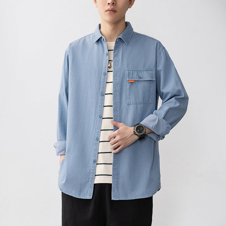 Herren Denim Overshirt mit aufgesetzter Brusttasche Aliams