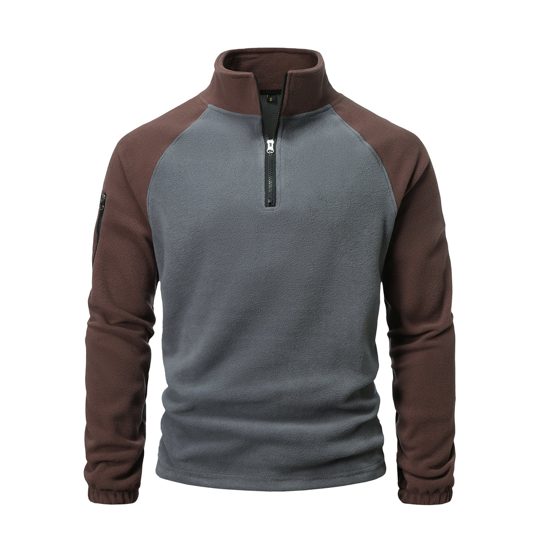 Herren Fleece-Pullover mit halbem Reißverschluss und praktischem Taschen-Design Aliams