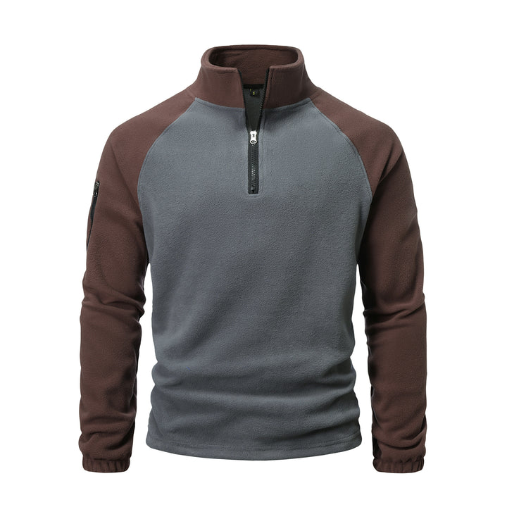 Herren Fleece-Pullover mit halbem Reißverschluss und praktischem Taschen-Design Aliams