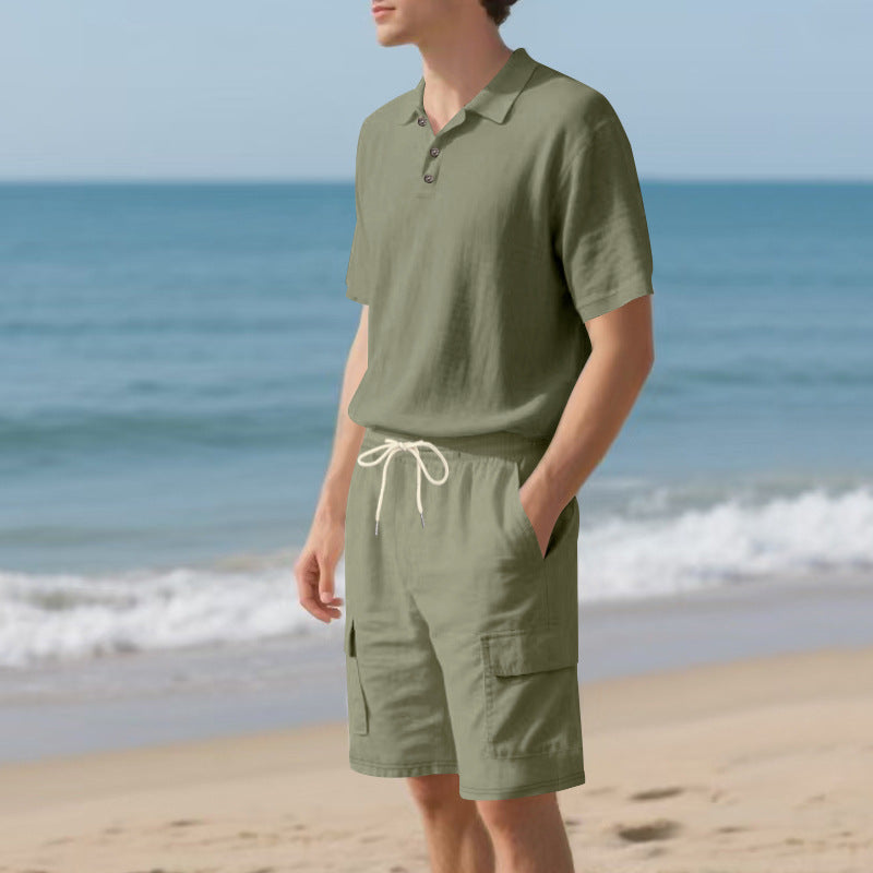 Herren Poloshirt und Badeshorts mit praktischen Taschen Aliams