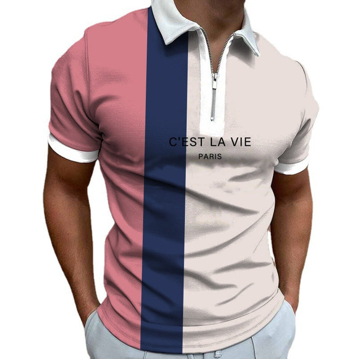 Herren Poloshirt mit modernem Stehkragen und asymmetrischem Farbdesign Aliams