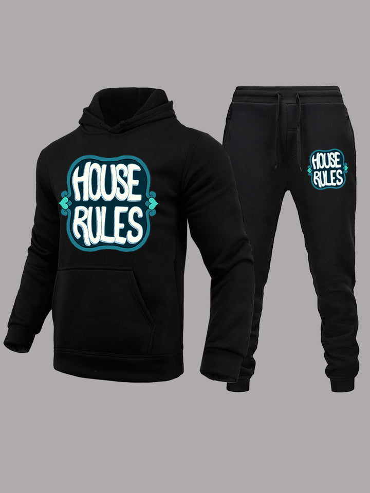 Herren Sportliches Hoodie- und Jogginghose-Set mit dynamischem Schriftzug Aliams