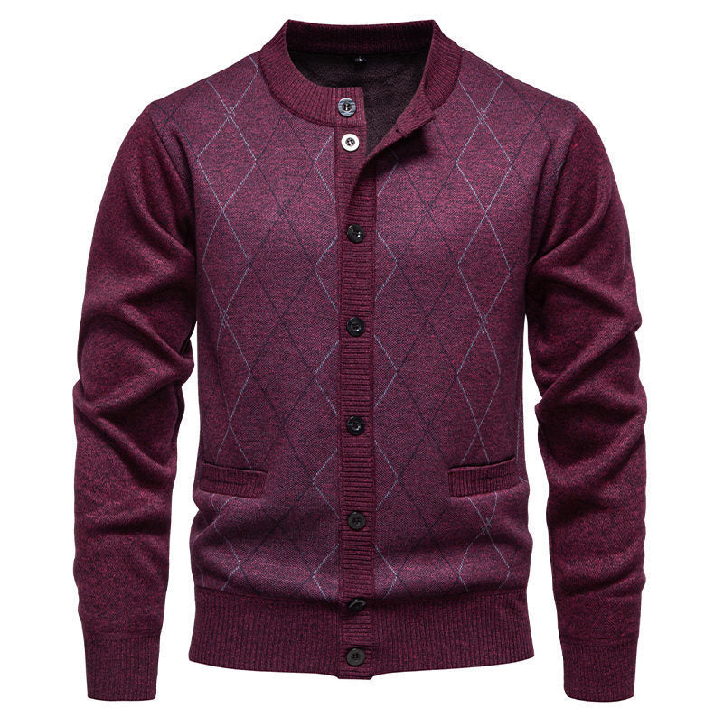 Herren stylische Strickjacke mit diamantförmigem Muster Aliams