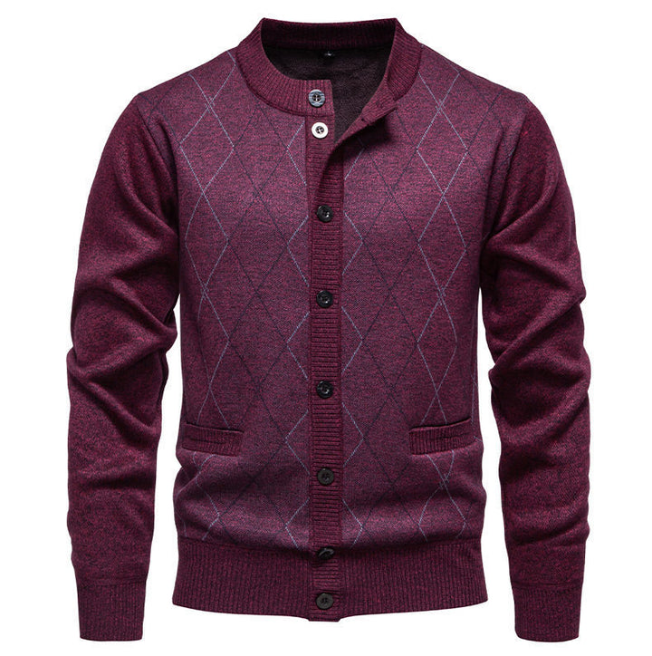 Herren stylische Strickjacke mit diamantförmigem Muster Aliams