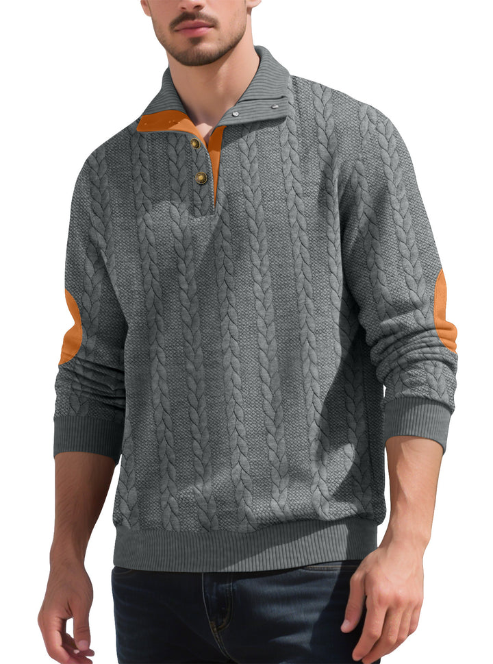 Herren hochwertiger Strickpullover mit modernen Kontrastdetails Aliams