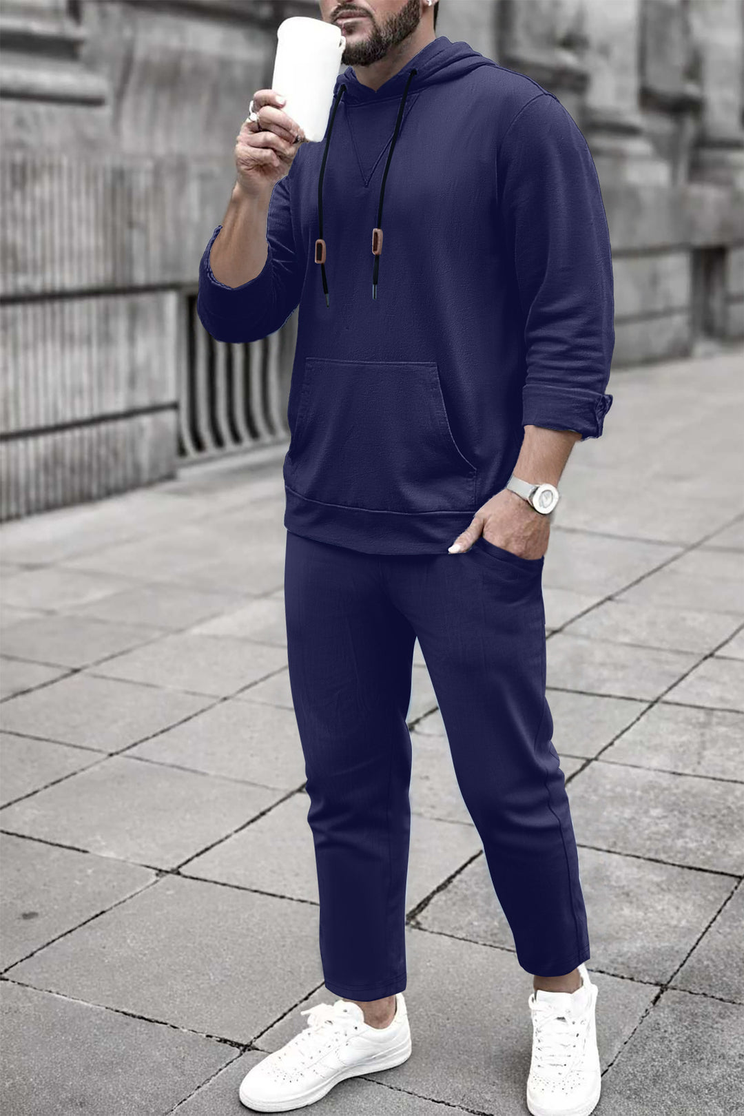 Herren bequemer Hoodie und Jogginghose Set Aliams