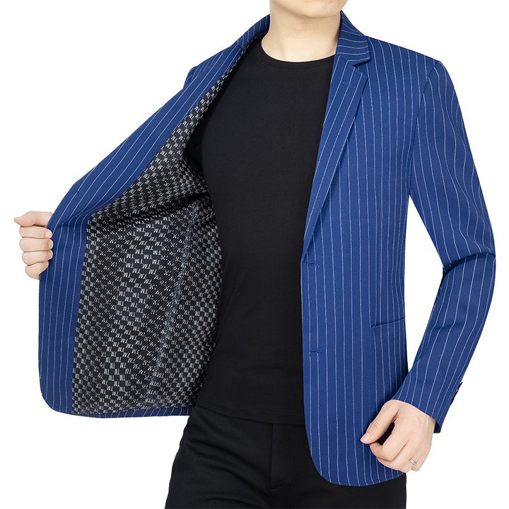 Herren Blazer Jacke mit eleganten Streifen und doppeltem Innenfutter Aliams