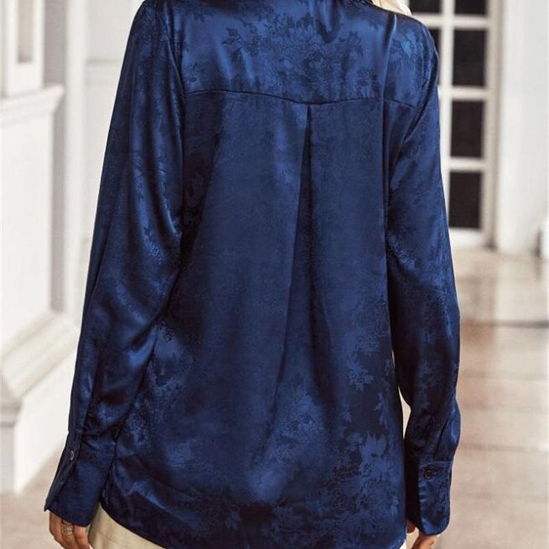 Damen Elegante satiniert Bluse mit floralen Muster Aliams