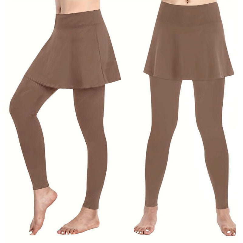 Damen Leggings mit rockähnlicher Einlage und hohem Bund Aliams