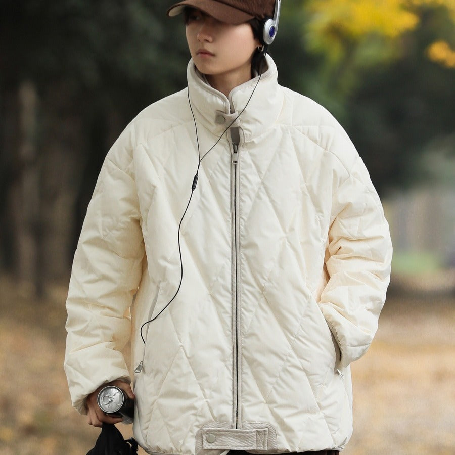 Damen gesteppte Winterjacke mit hohem Kragen und praktischen Taschen Aliams