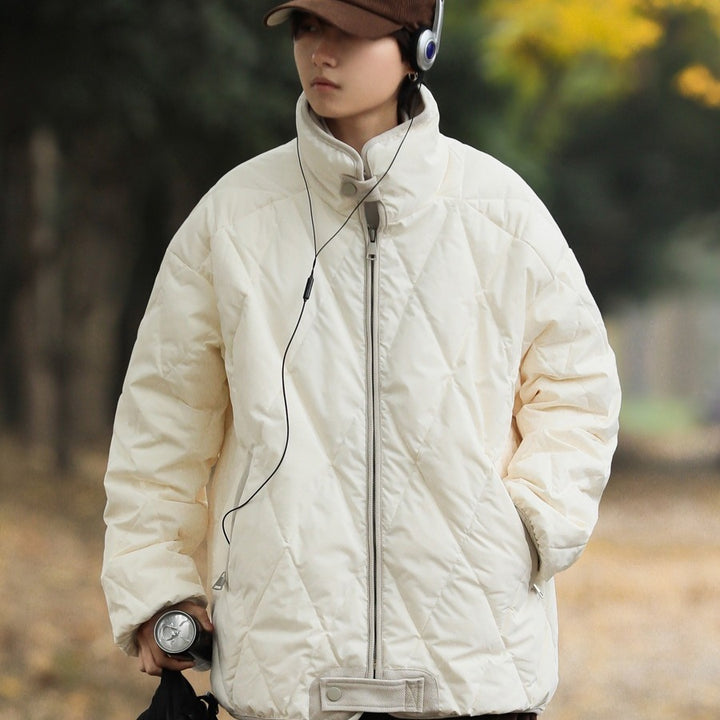 Damen gesteppte Winterjacke mit hohem Kragen und praktischen Taschen Aliams