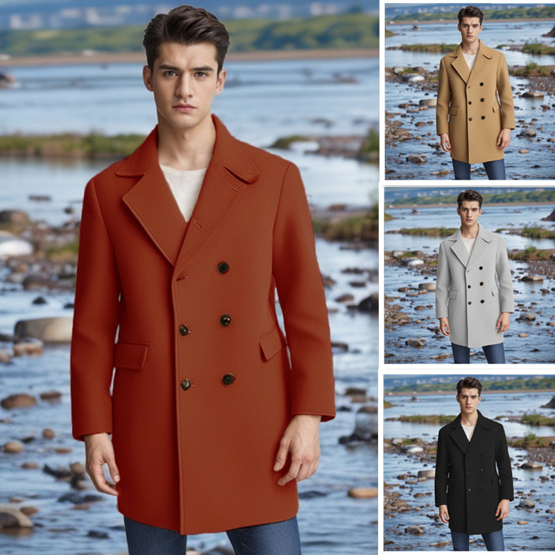 Herren eleganter Doppelt-geknöpfter Wollmantel Aliams