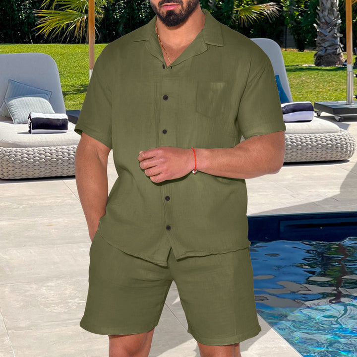 Herren sommerliches Kurzarm-Oberteil mit bequemen Shorts Aliams