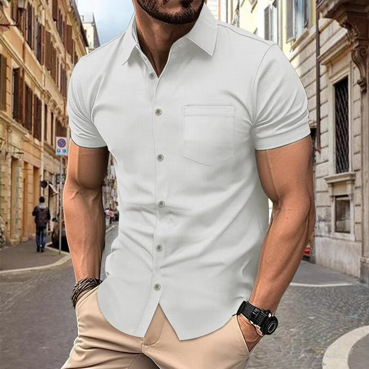 Herren stilvolles Kurzarmpolohemd mit feiner Struktur Aliams