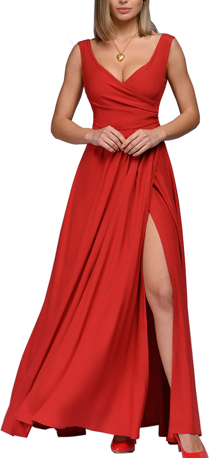 Aliams | Damen Elegantes Maxikleid mit Seitlichem Schlitz