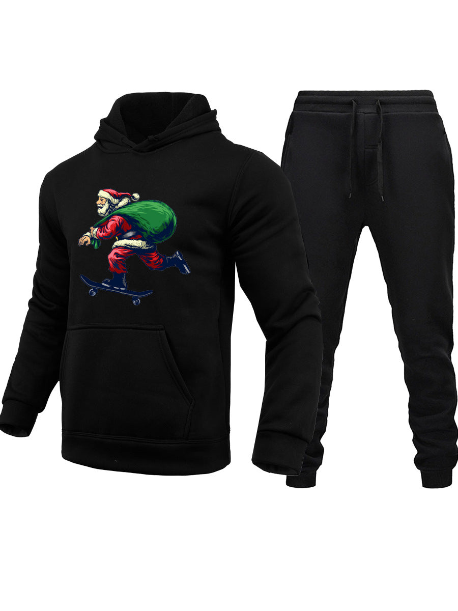 Herren Hoodie und Jogginghose Set mit kreativem Weihnachtsmotiv Aliams