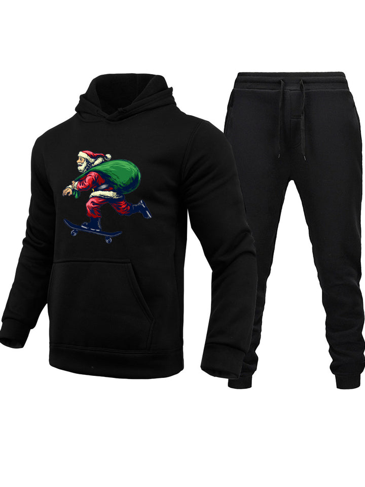 Herren Hoodie und Jogginghose Set mit kreativem Weihnachtsmotiv Aliams