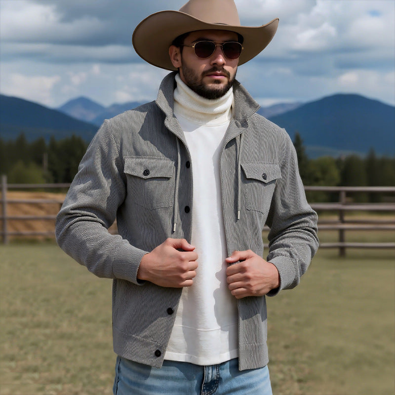 Herren Cordjacke mit verstellbarem Kordelzug und praktischen Brusttaschen Aliams